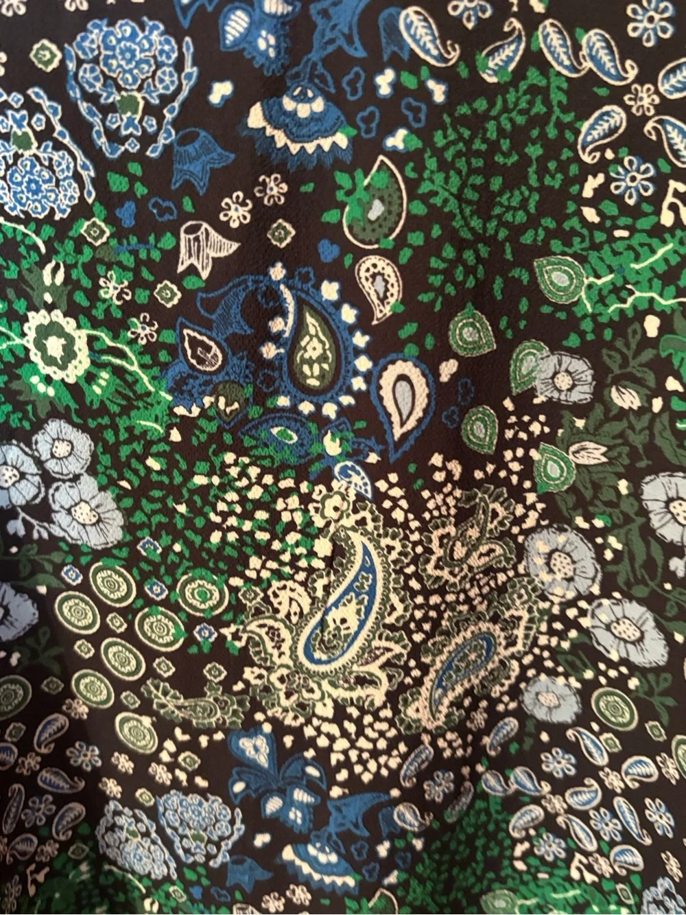 MICHAEL Michael Kors Black, Green & Blue Paisley Tie-Neck Blouse